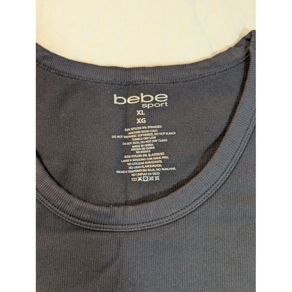 Bebe Sport women's size XL black tank top with rhinestone logo G12 - Picture 4 of 5